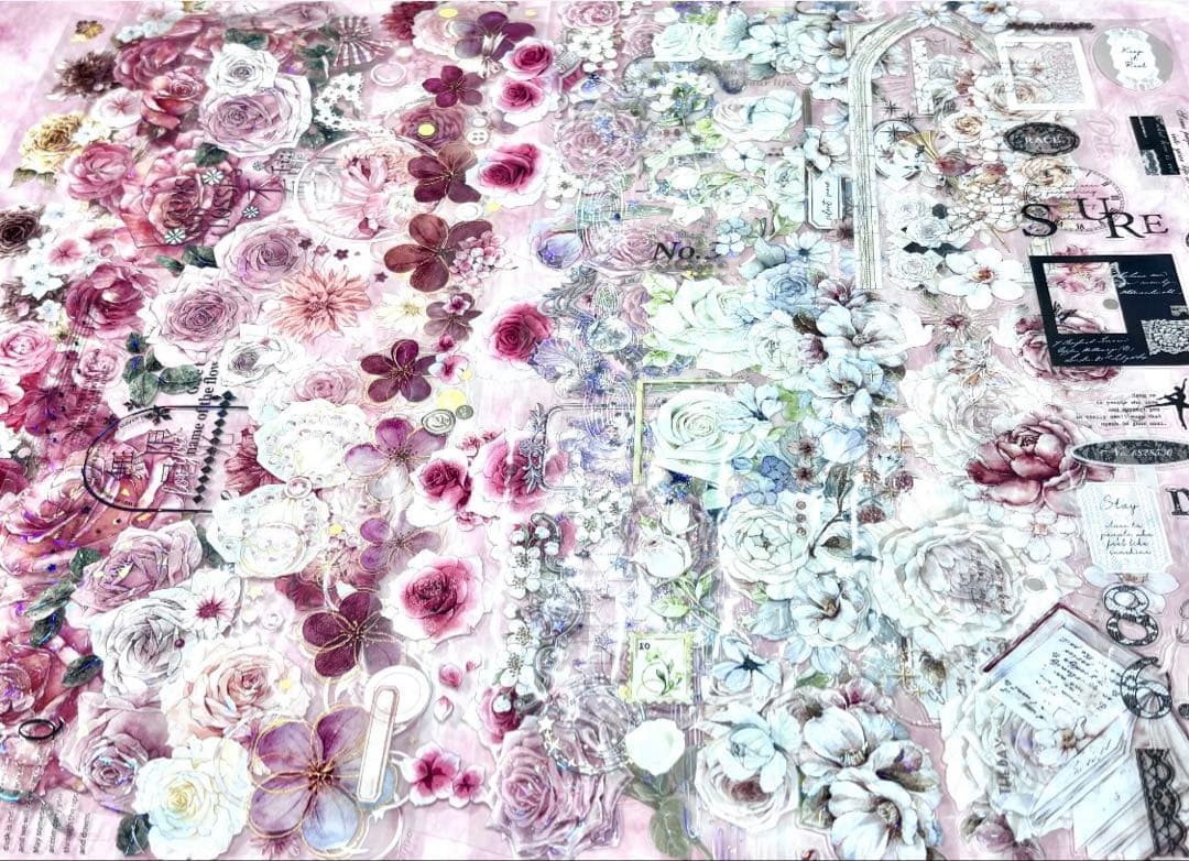 15枚セット 海外PETマステ切り売りセット お花 コラージュ 15-3L-カ