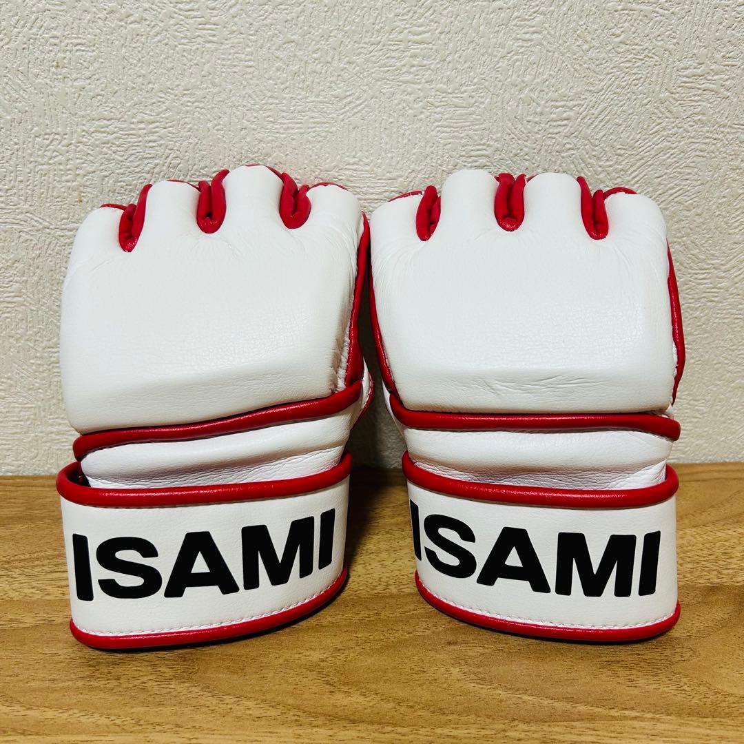 ISAMI IS-770 ウォッシャブルオープンフィンガーグローブ S 白/赤