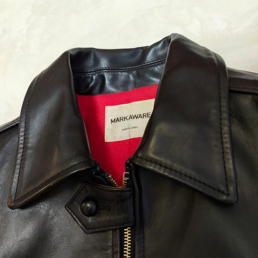 MARK AWARE　馬革　茶芯　シングルライダースジャケット　2サイズ