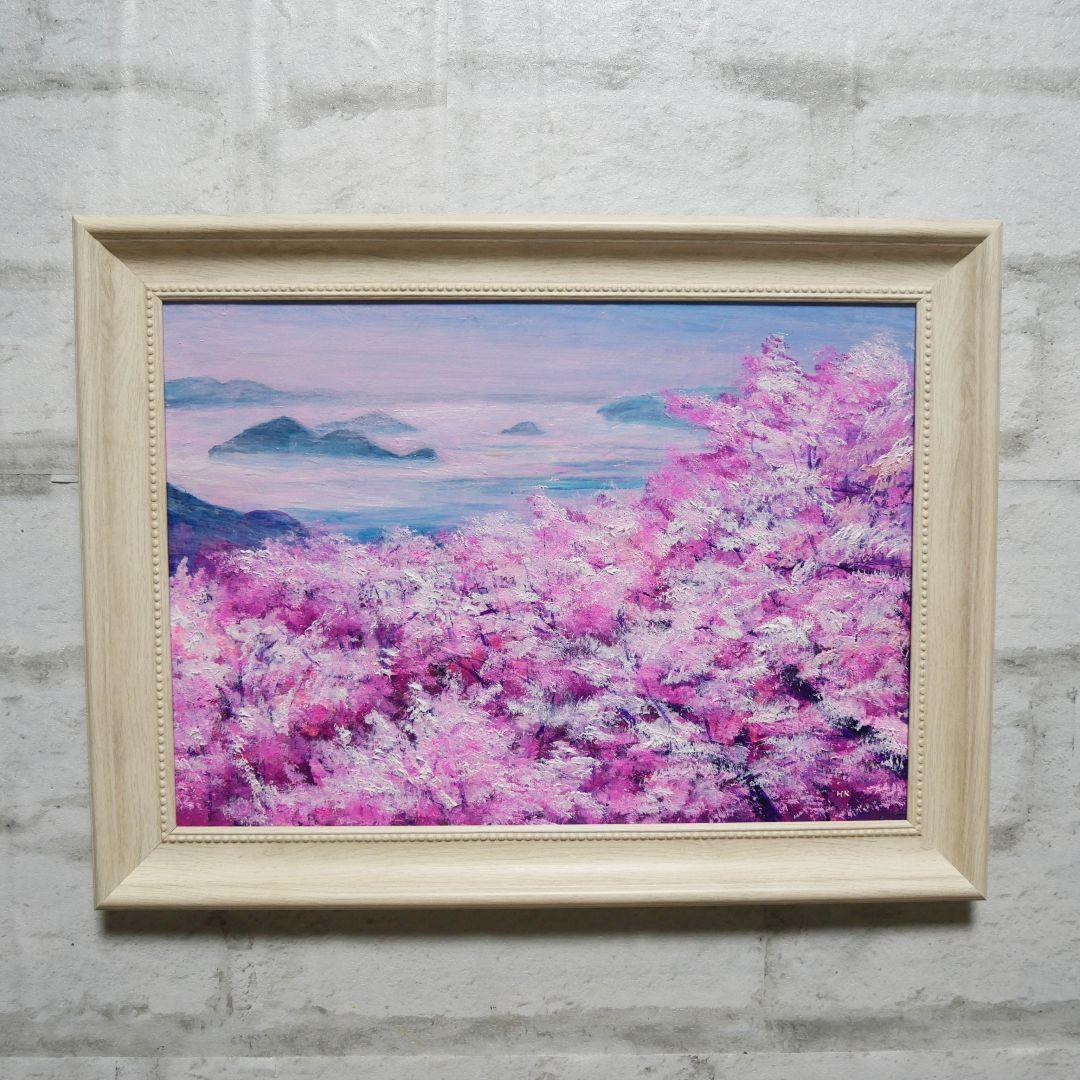油絵 油彩 油彩画 絵 絵画【海の桜】