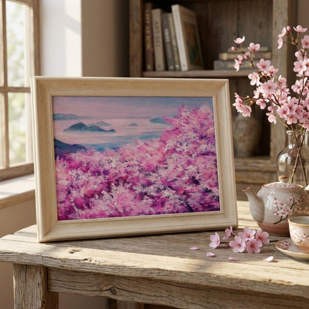 油絵 油彩 油彩画 絵 絵画【海の桜】