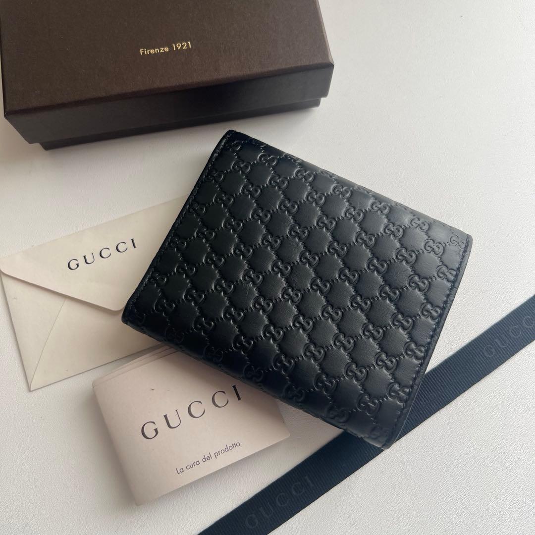 43 極上美品 GUCCI グッチ マイクロシマ 3つ折り財布
