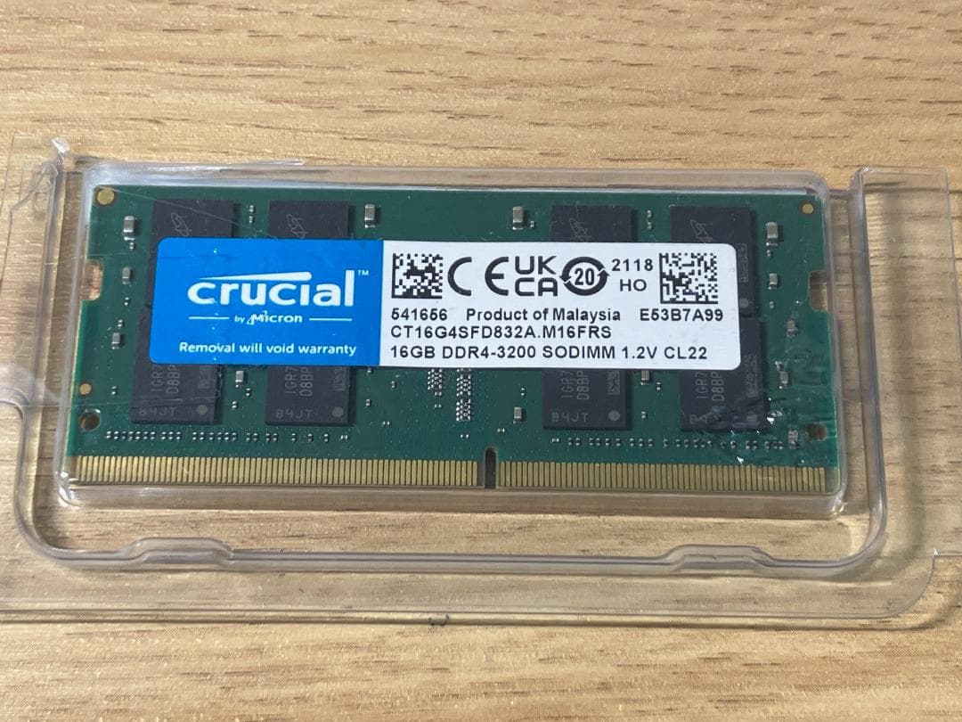 【16GB】Crucial DDR4-3200 SODIMM ノートPCメモリ