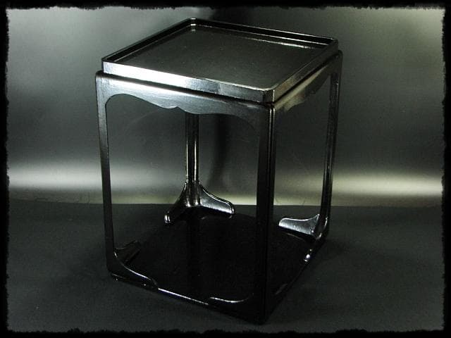 宗旦好 黒一閑 高麗卓 棚物 千家 茶道具 元紙箱 f273