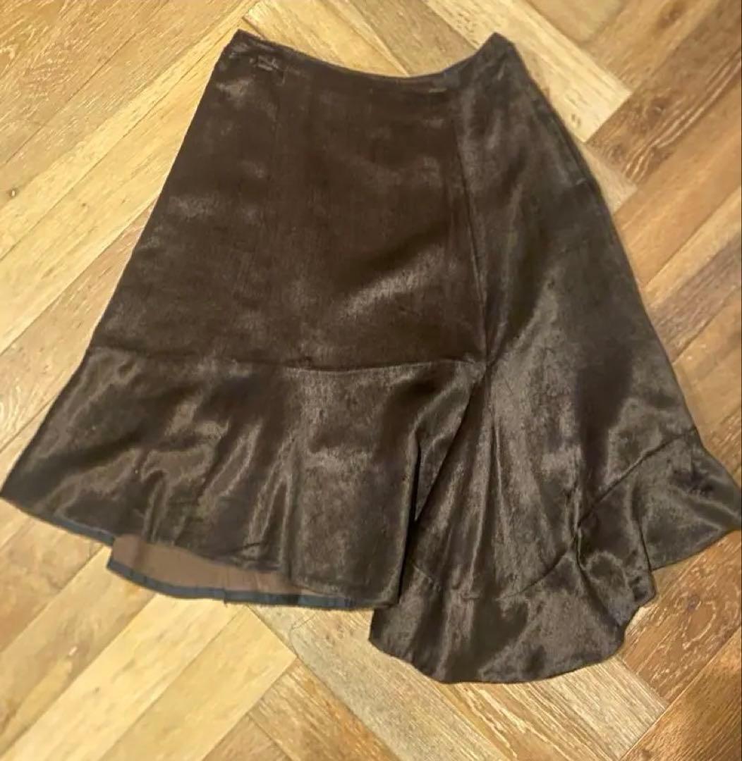 コムデギャルソン　ブラウンヴェルヴェット　フレアスカート