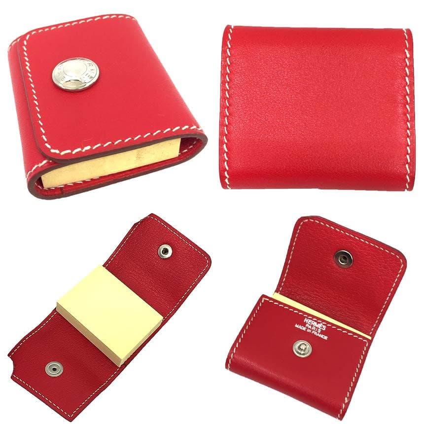 HERMES レザー ポストイットケース アラジフ アジデフ aq11609