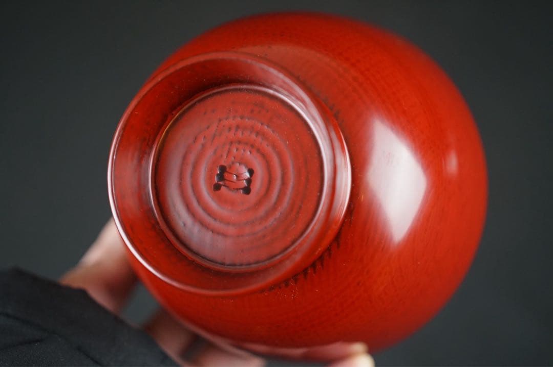 角偉三郎 作 朱 座椀 六つ星 最晩年作 希少作 紙箱 共布 茶懐石道具