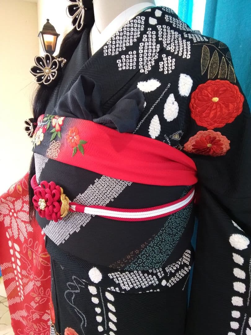 振袖フルセット、正絹高級絞り、成人式、重ね衿、帯揚げ帯締め、京の袋帯、襦袢