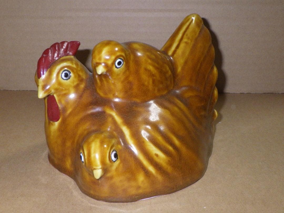 新品 浅倉五十吉 九谷焼 慈愛 干支 酉 鶏 共箱 陶製置物 フィギュリン