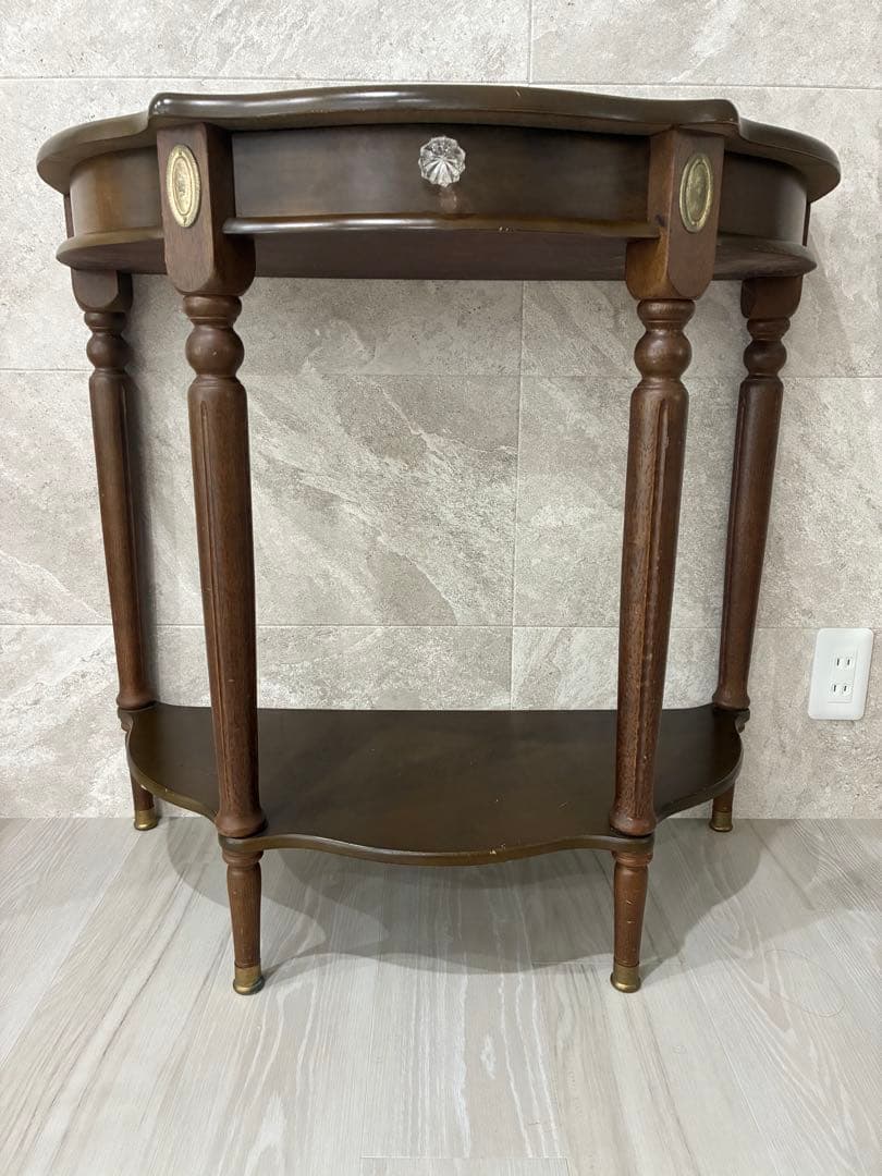 コンソールテーブル　引き出し付き　花代　アンティーク調　サイドテーブル　木製