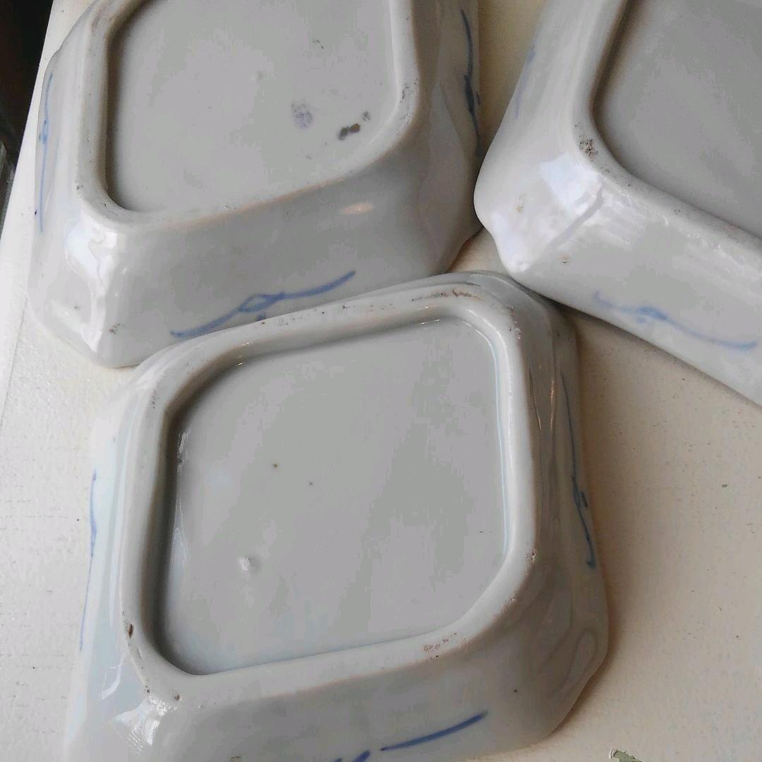 花鳥文角皿　６枚セット