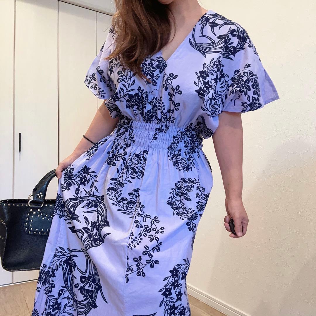 一点物　竺仙　浴衣　コーマ地　ワンピース ハンドメイド　ロング　着物　薄紫