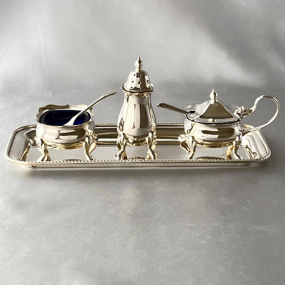 【英国】コンディメントセット【シルバープレート】バチェラー