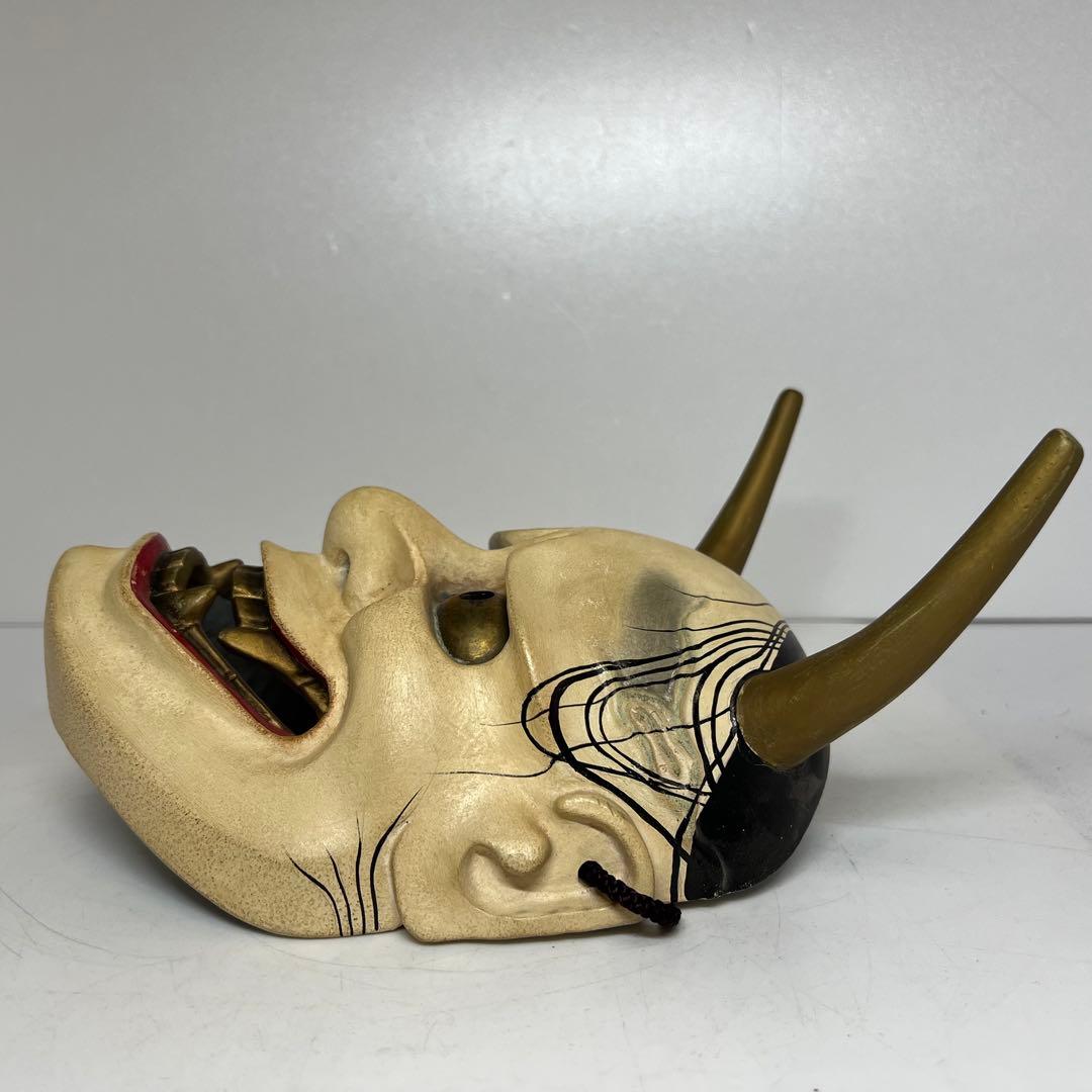 木彫り　般若　能面　h約25.5cm 東K7-1217③