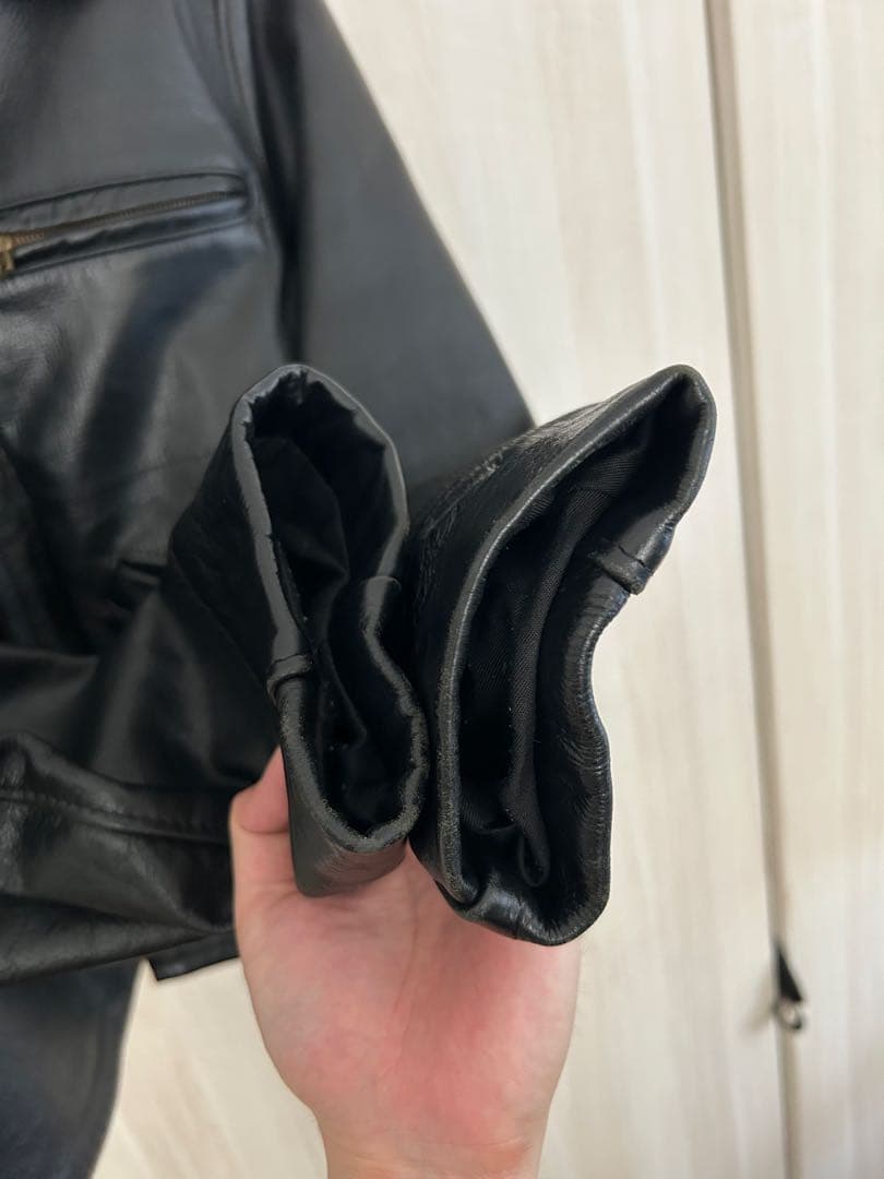 【絶版希少】 schott襟付トラッカーレザージャケット38ブラック黒