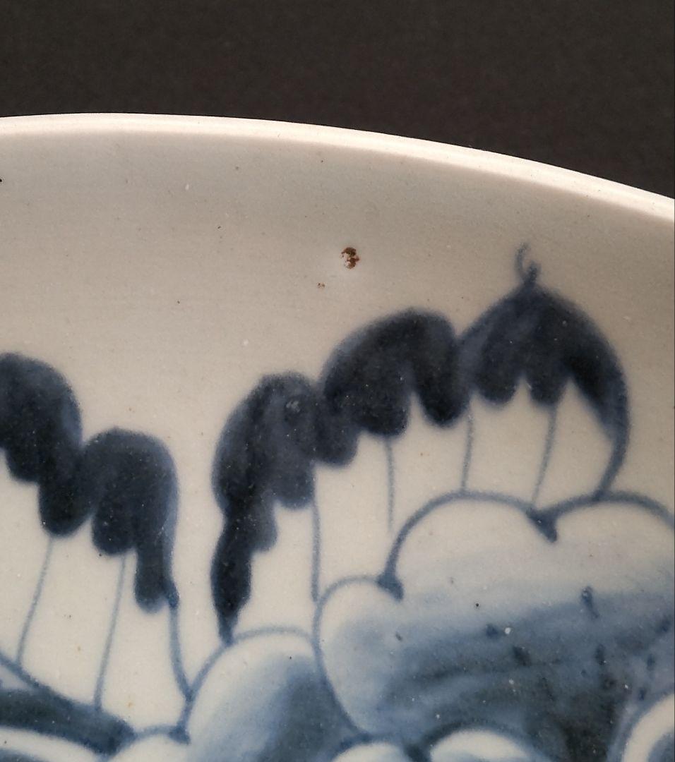 染付獅子牡丹図皿　大皿　古伊万里