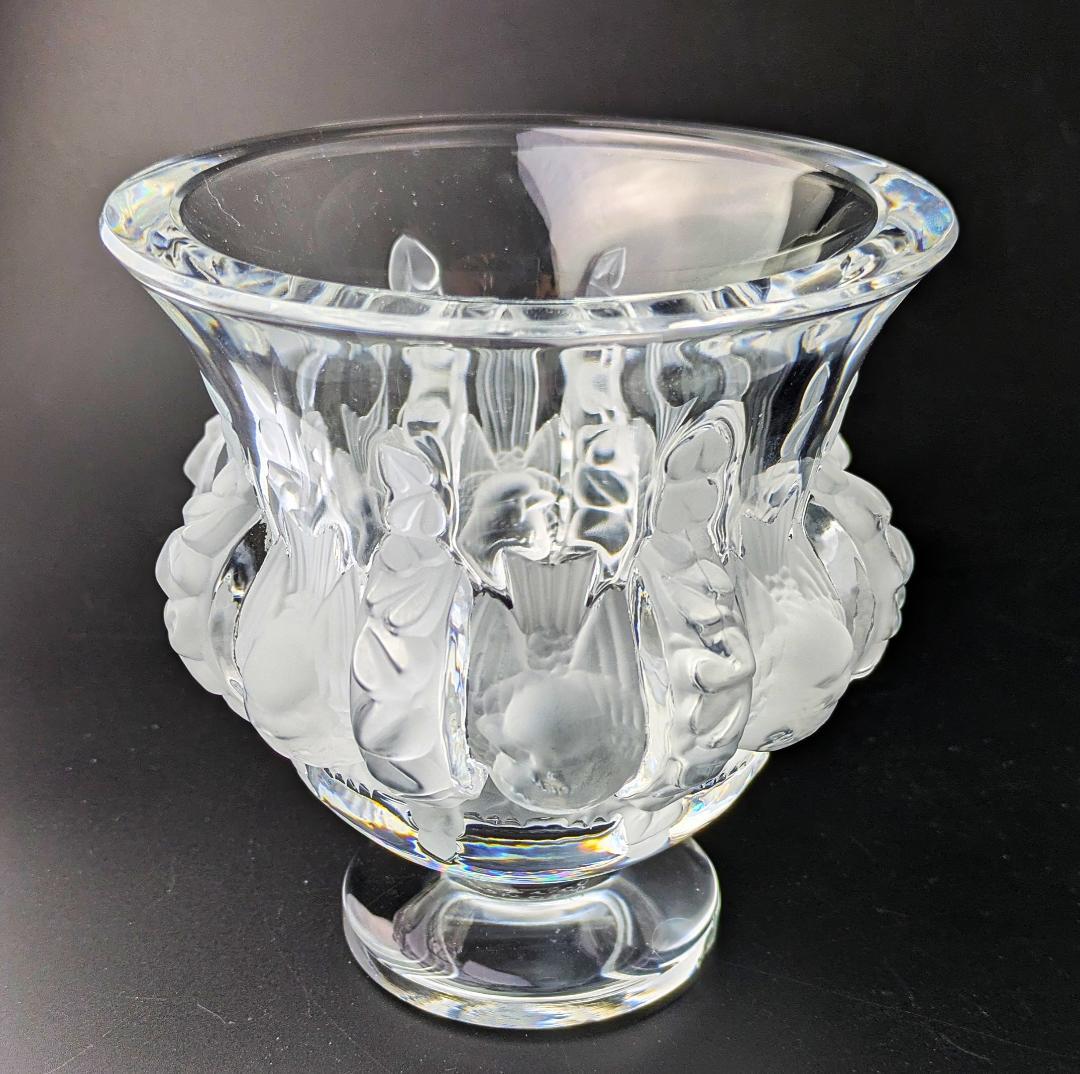 生活に洗練を★ラリック ダンピエール 花瓶 雀葡萄紋フロストガラス フランス