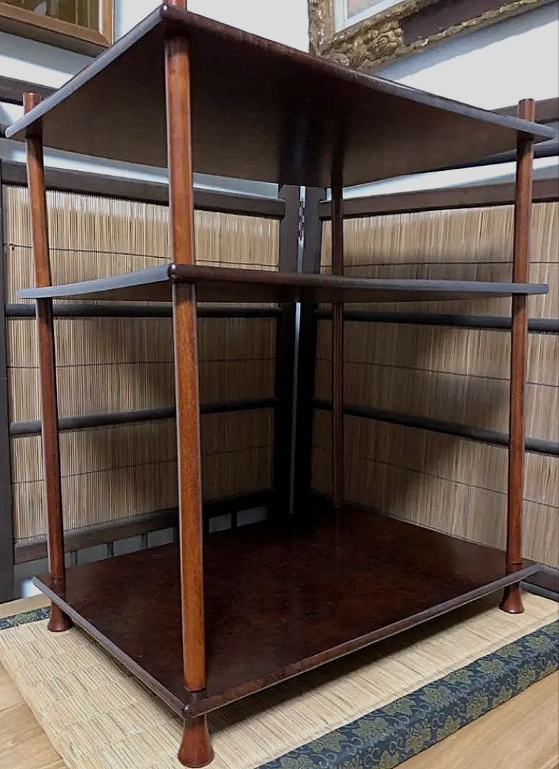 時代 高級 樟木の藤棚 組立式 桐箱付き 茶器 煎茶 道具