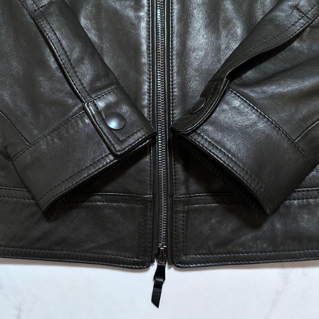 未使用品 46✨EMMETI JURI シングルライダースジャケット 羊革 黒