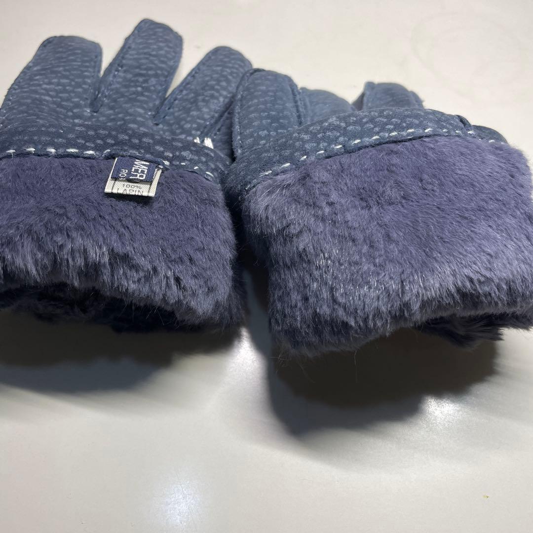 MEROLA カピバラ革 ネイビー（紺色）ライニング：ラパン（うさぎ毛）サイズ８