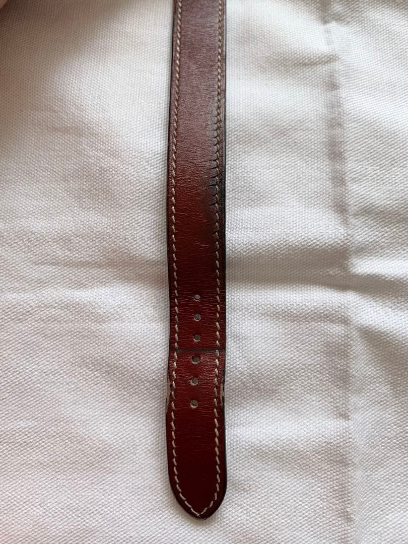 エルメス　Hウォッチ用レザーベルト　2本巻　ボルドー　HERMES
