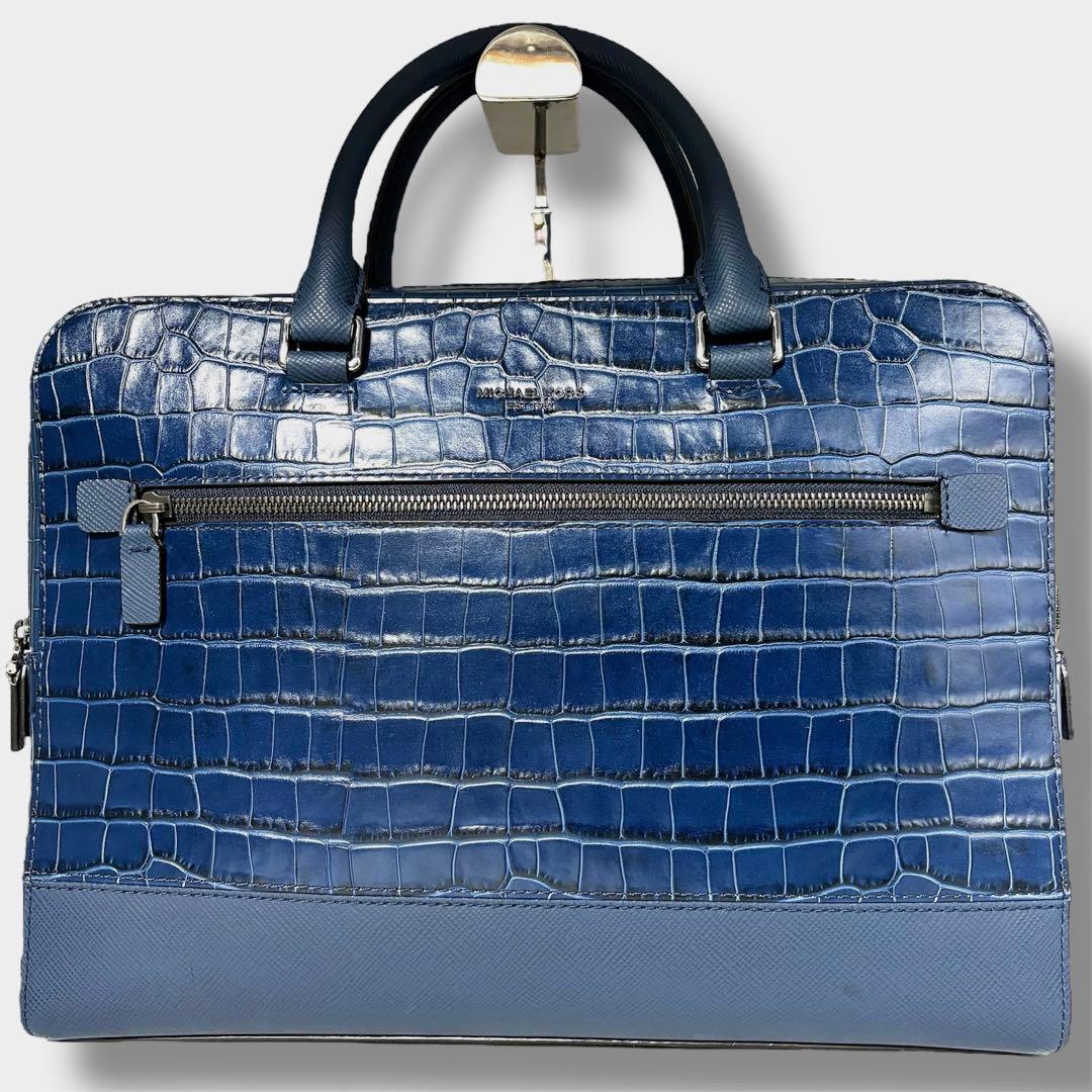 未使用級 2way マイケルコース クロコ型押 イタリアンレザー ブリーフケース