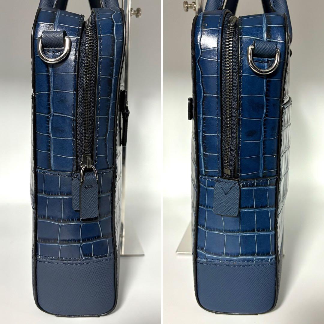 未使用級 2way マイケルコース クロコ型押 イタリアンレザー ブリーフケース