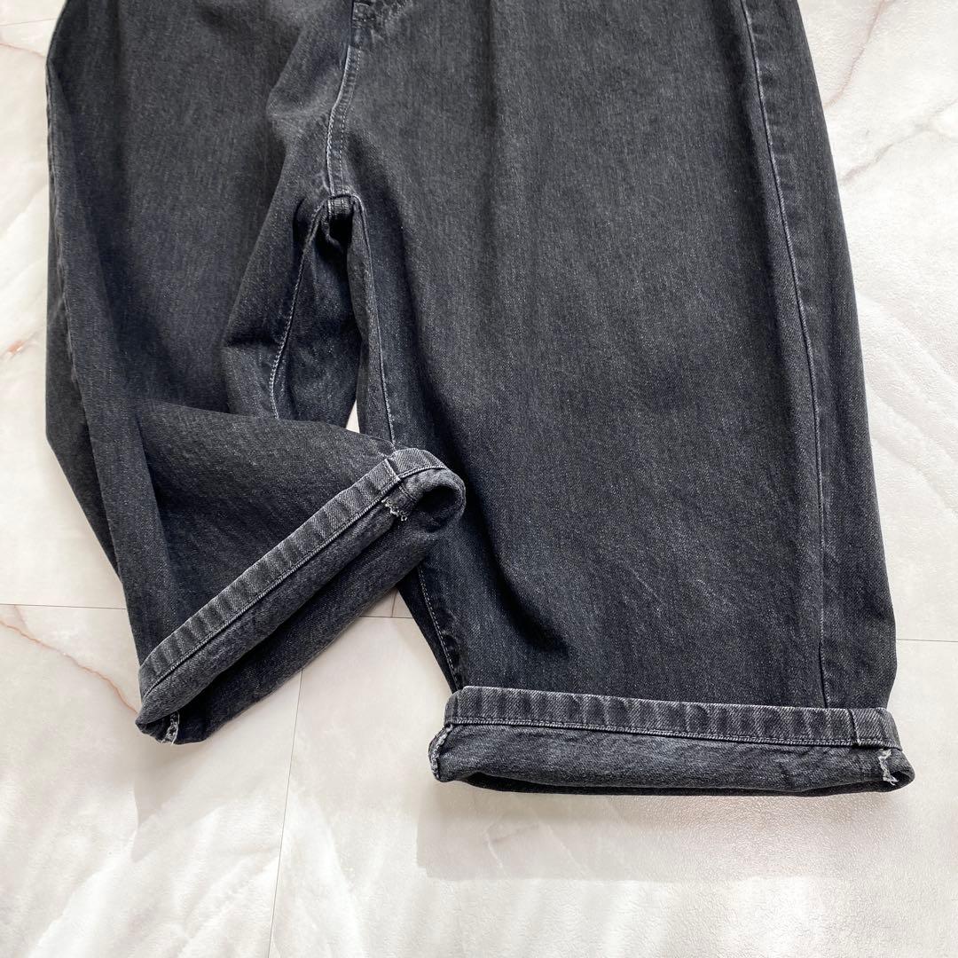 A15672 美品　キディル　ワイドサルエルブラックデニムパンツ　48