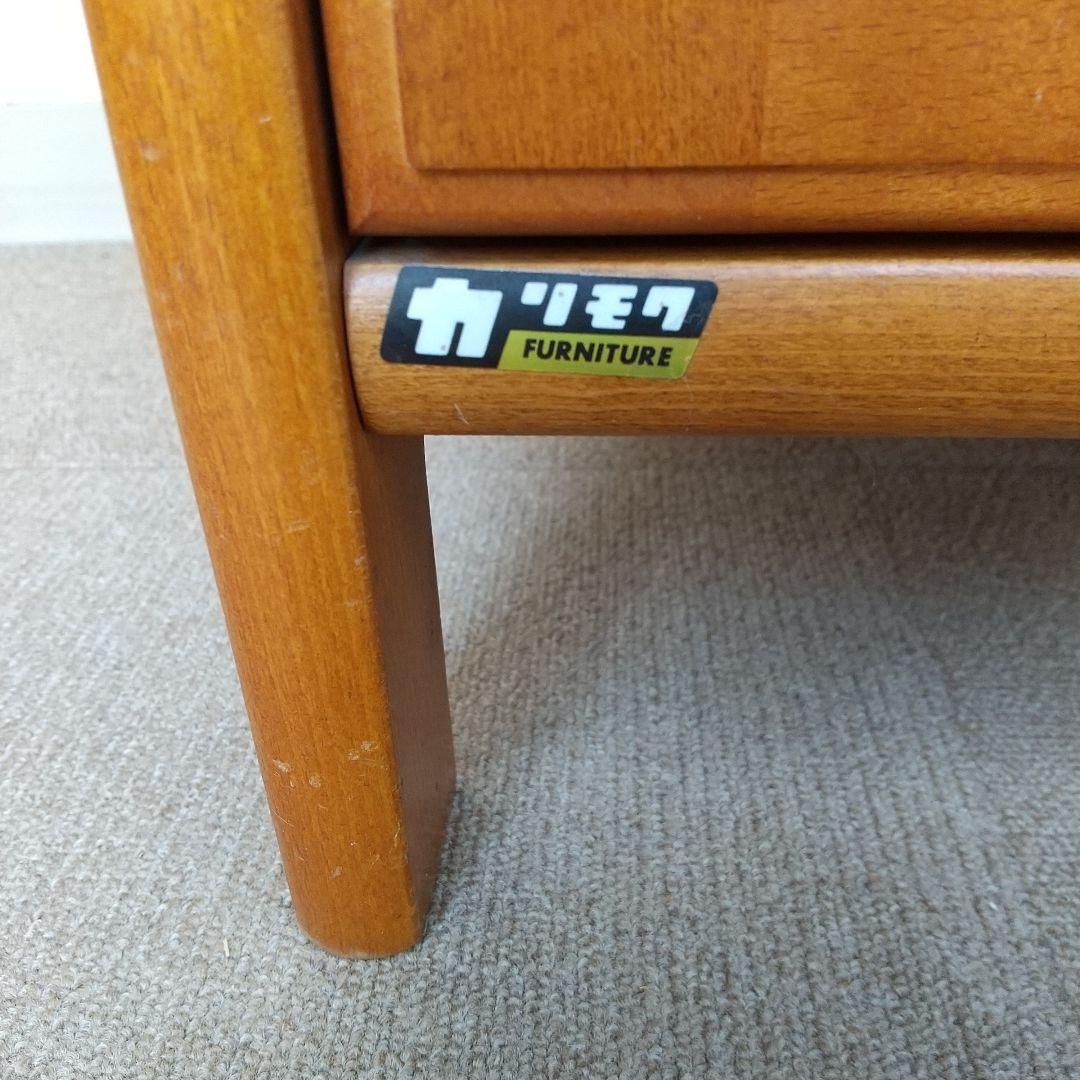 オールドカリモク キャビネット 電話台 収納 棚 ラタン