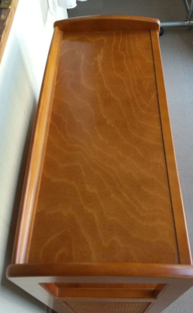 オールドカリモク キャビネット 電話台 収納 棚 ラタン