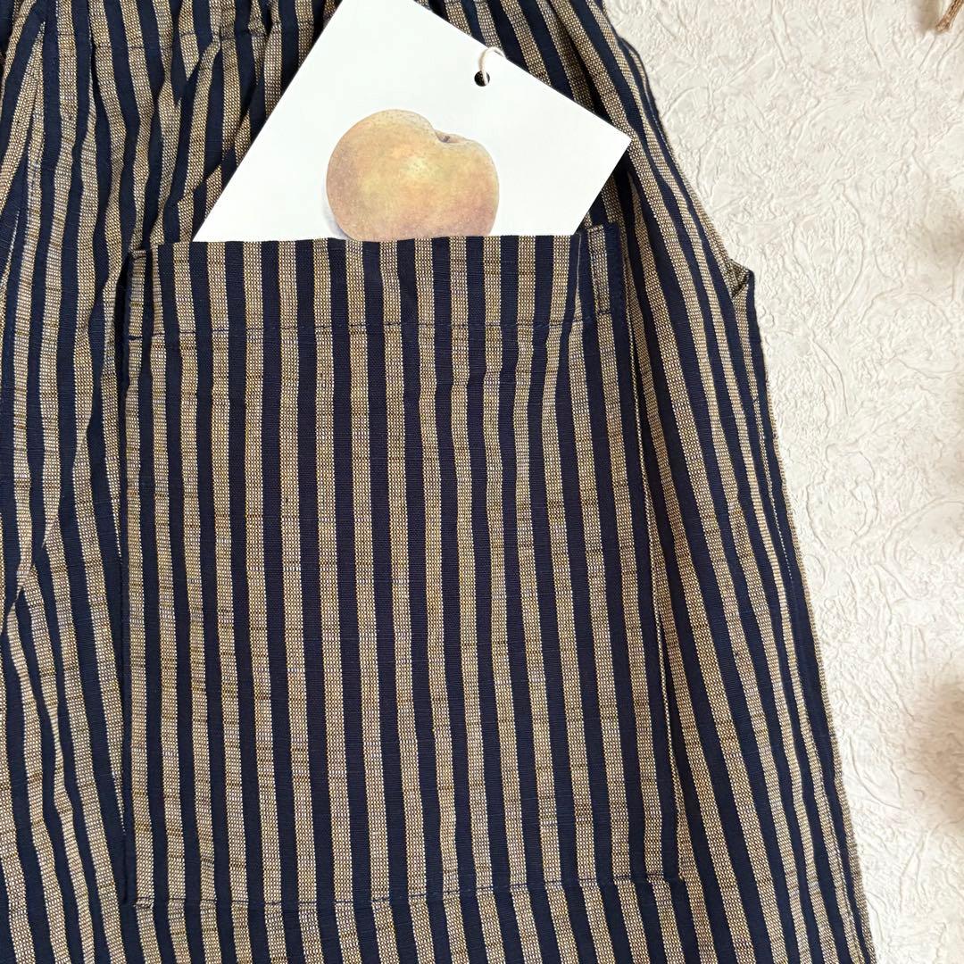 【新品未使用】ヤンマ産業　会津木綿　ダボダボパンツ❷棒縞20㎝プラス丈