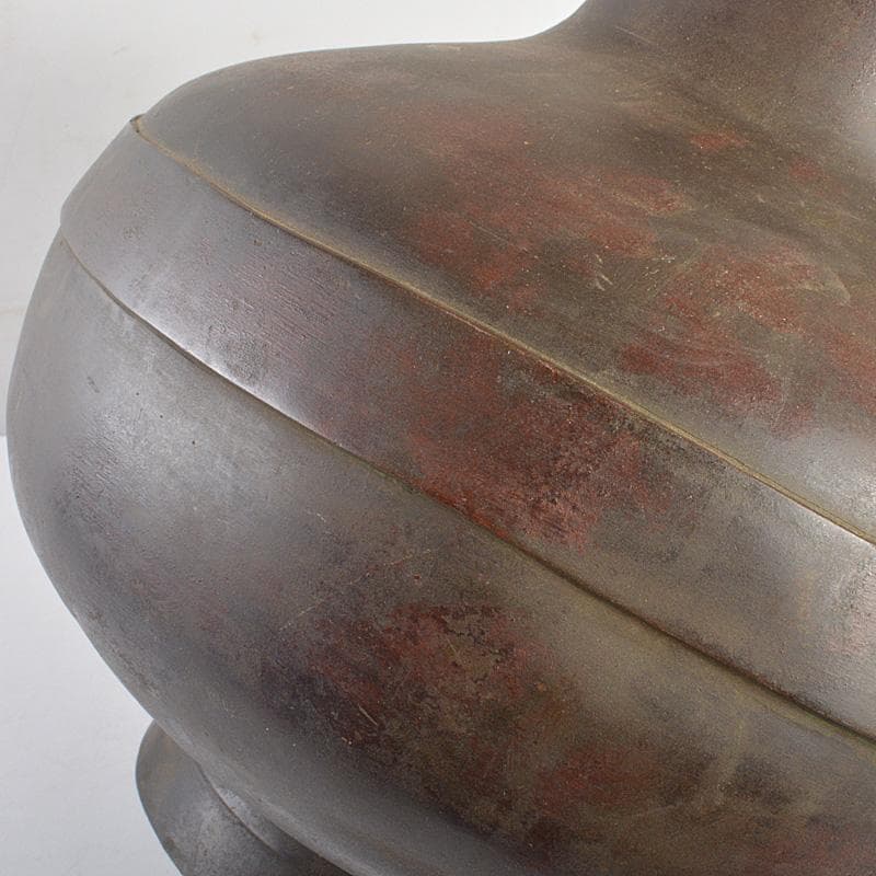 中国　唐銅　神獣遊環双耳瓶　M　R7369F