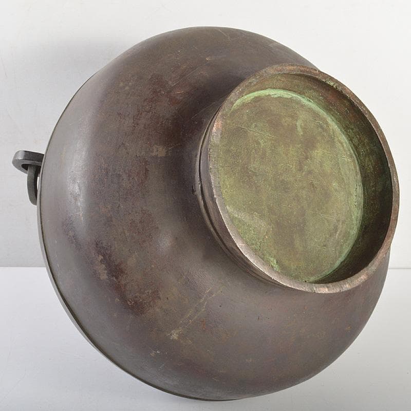 中国　唐銅　神獣遊環双耳瓶　M　R7369F