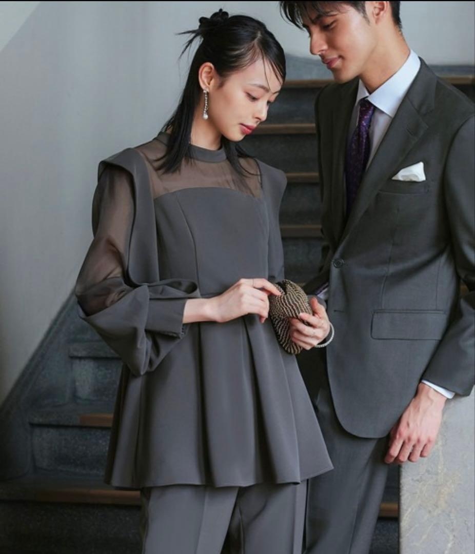 ルイルエ スリットスリーブ ペプラムトップス セットアップ 結婚式 オケージョン