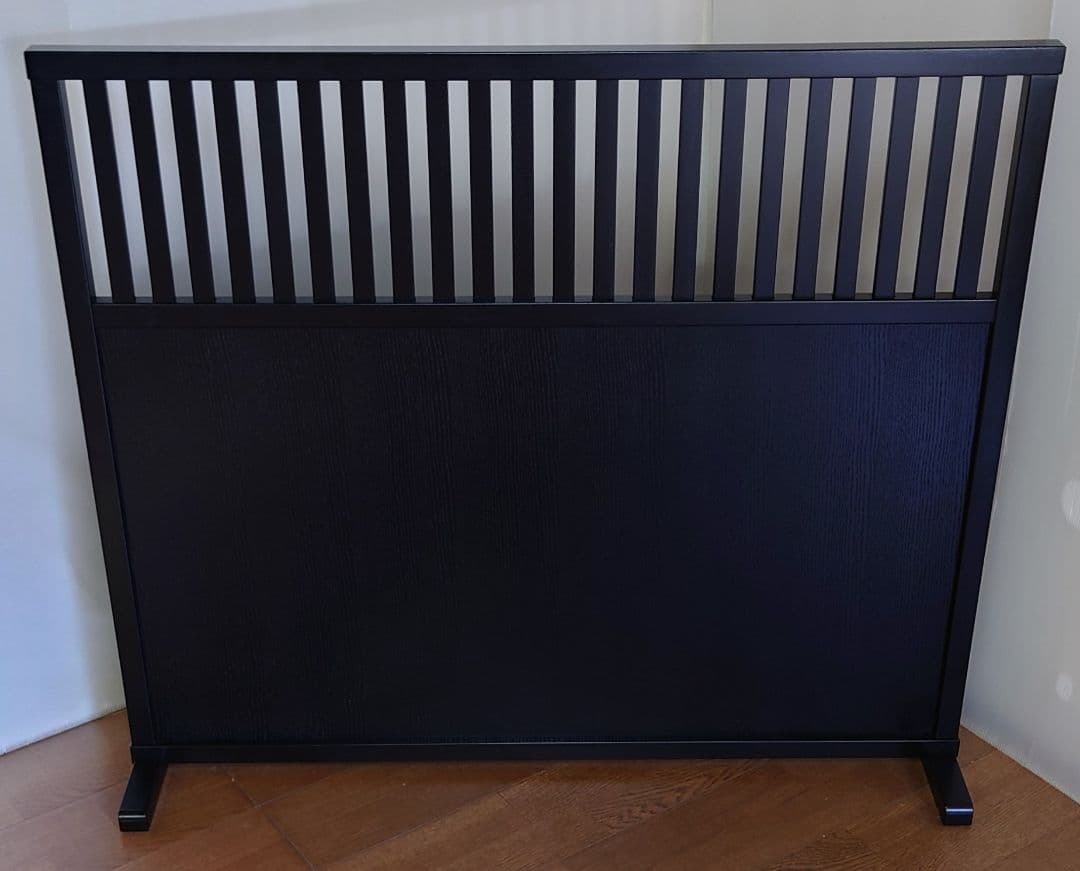 衝立　ブラック　格子状和風衝立　シンプル１枚式　パーテーション　ブラック塗装③