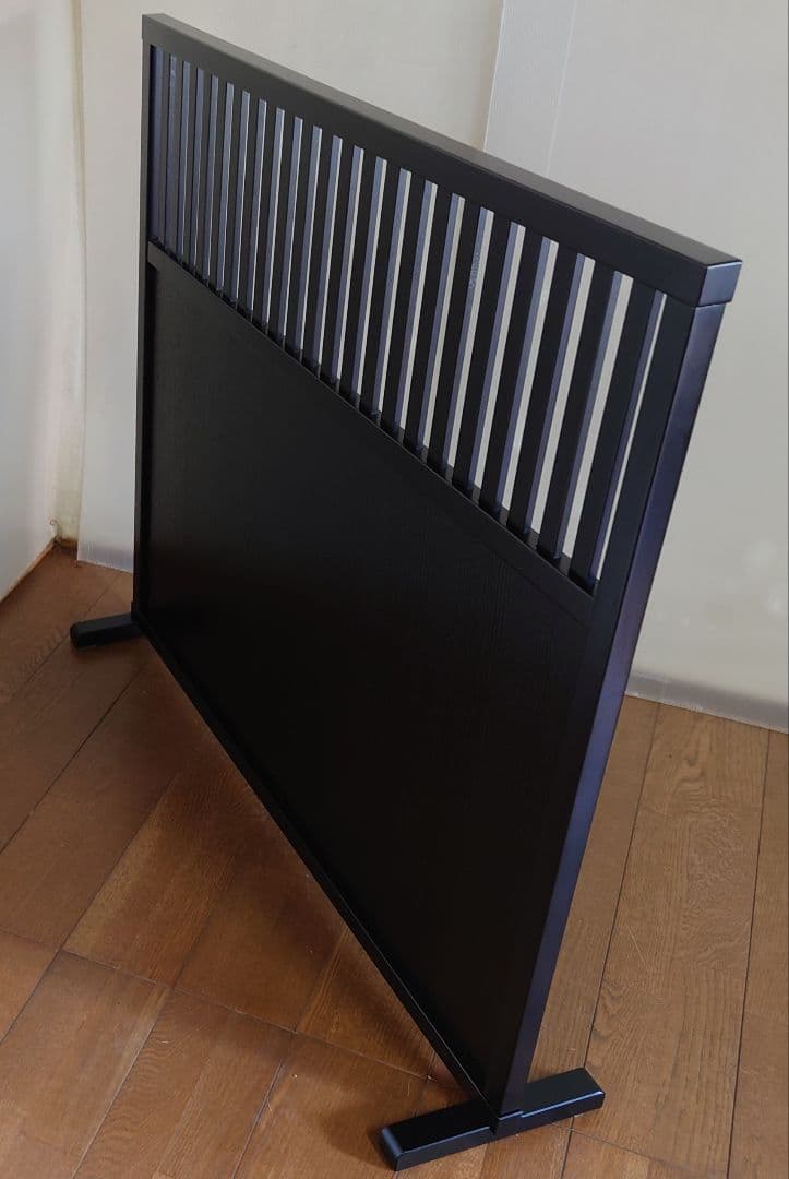 衝立　ブラック　格子状和風衝立　シンプル１枚式　パーテーション　ブラック塗装③