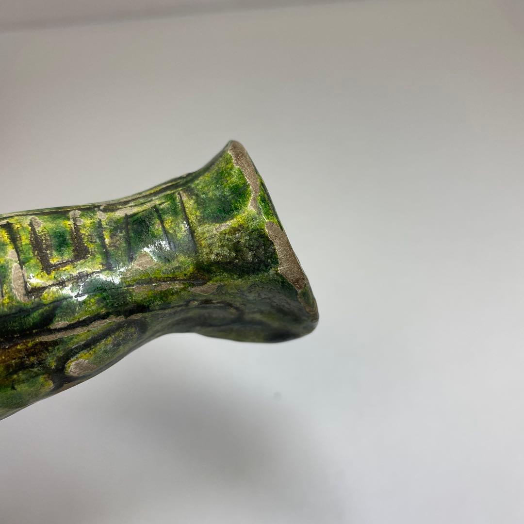 江戸中期　源内焼　蝋燭立　木箱付　長さ14.5㎝ 東Y7-0116☆2Fタルニ