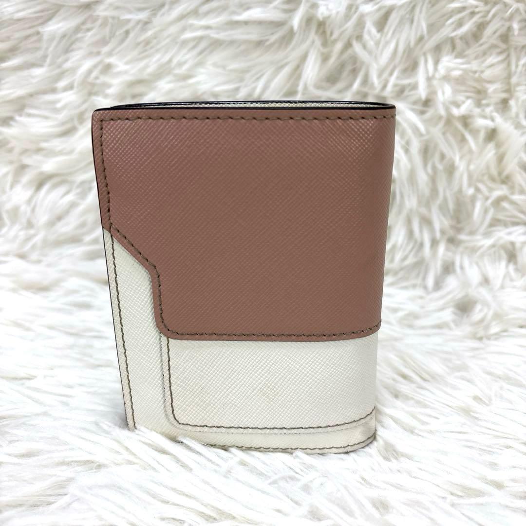 MARNI バイフォールドウォレット　二つ折り財布　ピンク　ホワイト