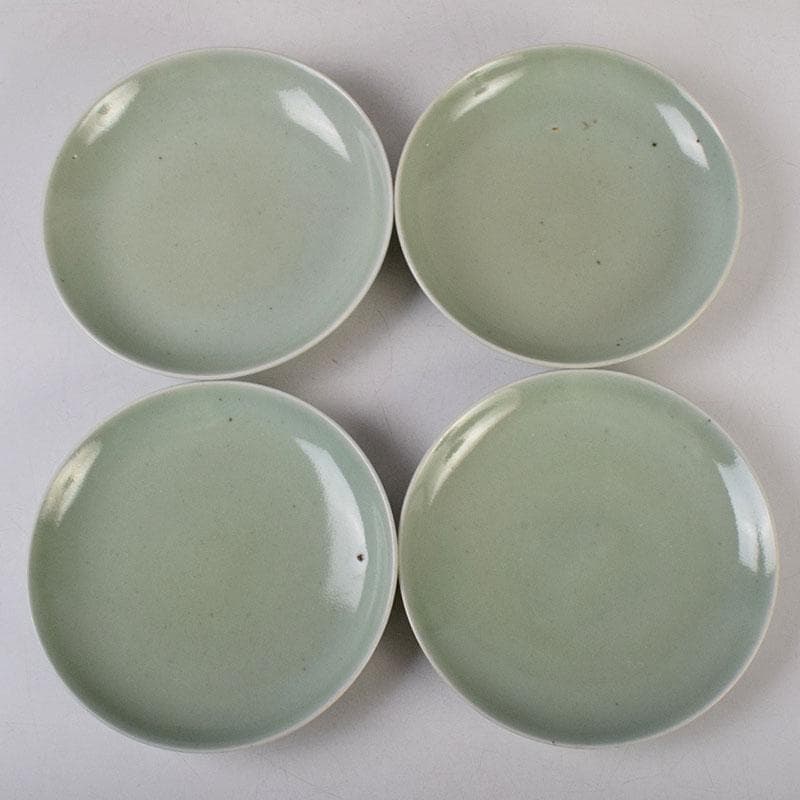 伊万里焼　古伊万里　青磁皿　四客　N　8578