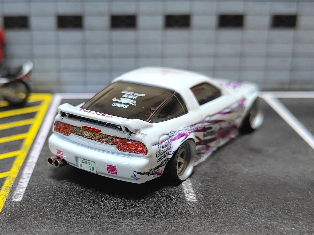 ホットウィールカスタム 日産 180sx シルビア 白✩段リム☆トミカ改造