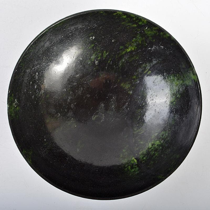 中国　玉石彫刻　花刻　鉢　唐木台付　V　R5378