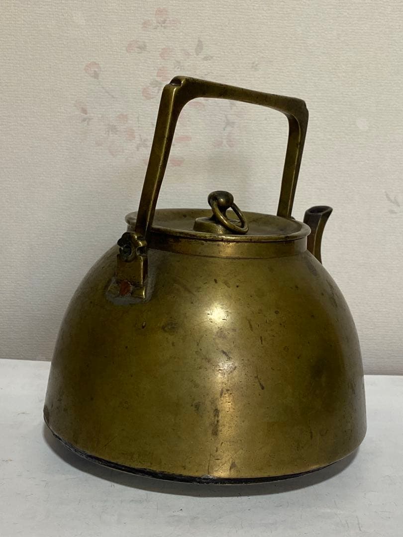 ♦中国清時代 真鍮製 薬鑵 薬缶 酒缶 茶器やかん 銅器銅製 珍物 古美術骨董品