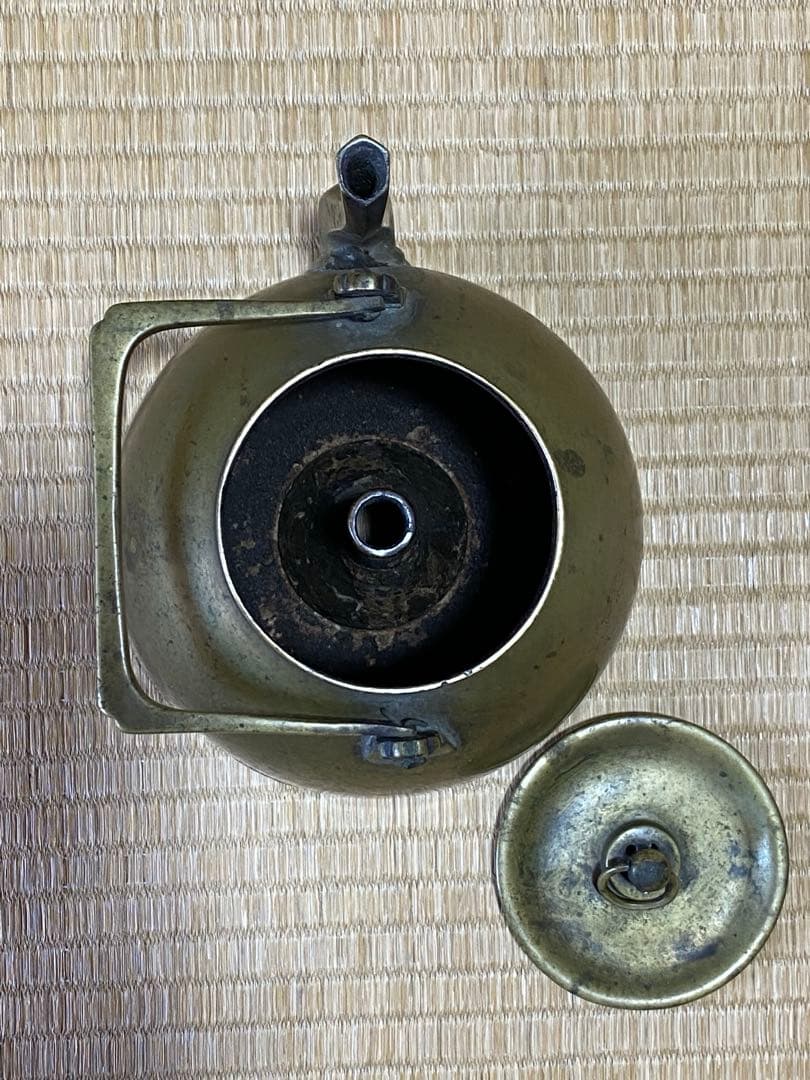 ♦中国清時代 真鍮製 薬鑵 薬缶 酒缶 茶器やかん 銅器銅製 珍物 古美術骨董品