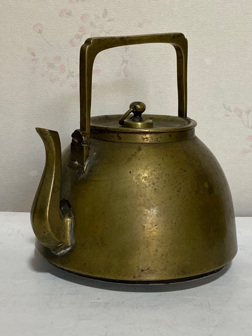 ♦中国清時代 真鍮製 薬鑵 薬缶 酒缶 茶器やかん 銅器銅製 珍物 古美術骨董品