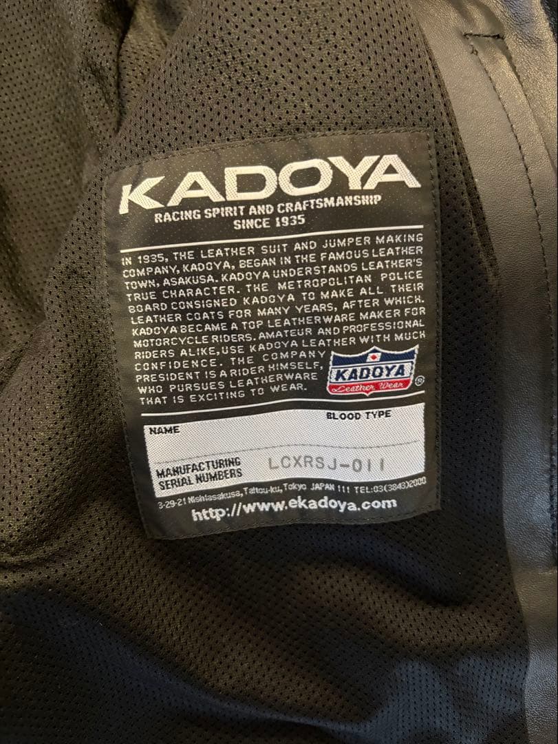 KADOYA K'S LEATHER 革ジャケット　LL