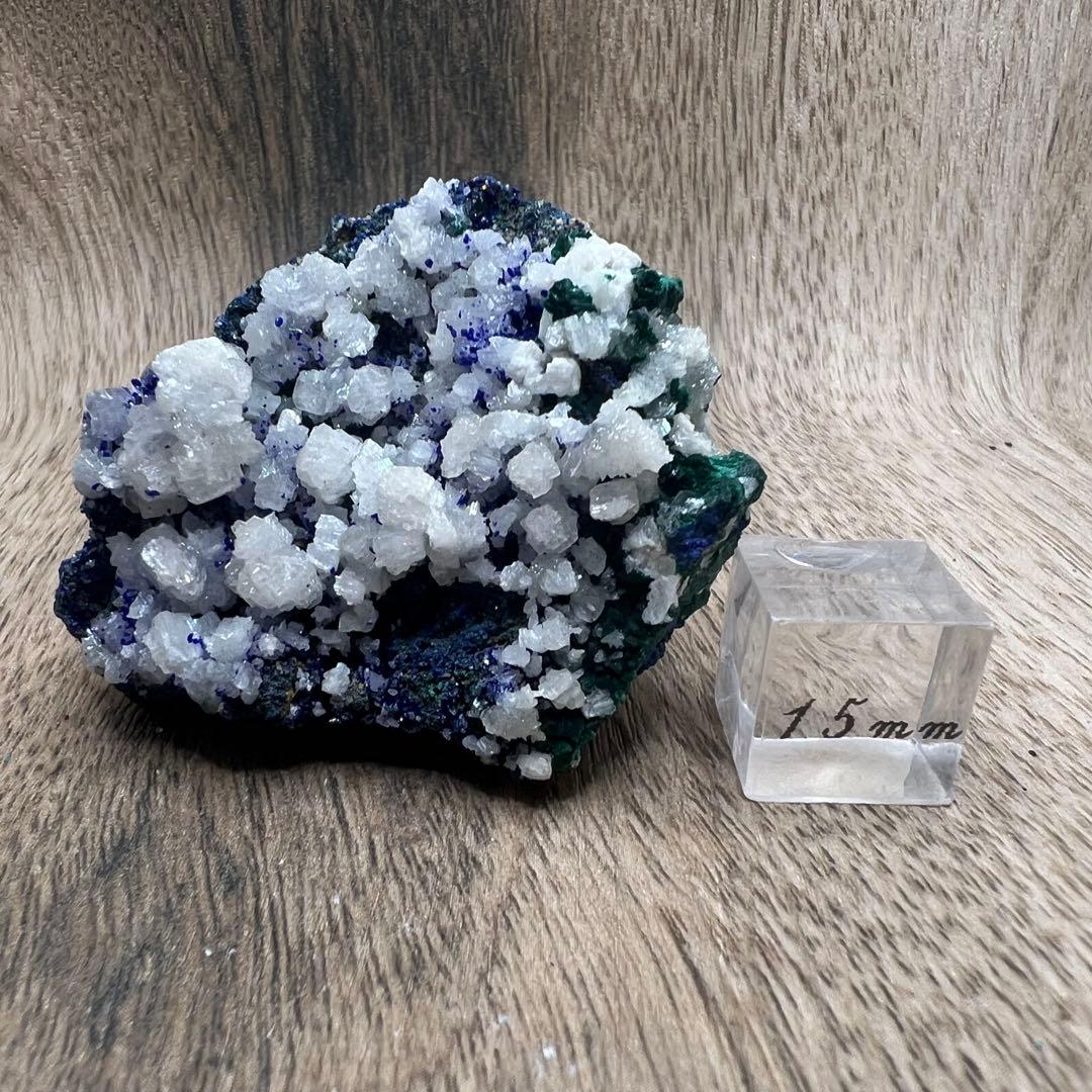 4種共生 スノーフレークセルサイト ダイオプテーズ アズライト 鉱物 標本 原石