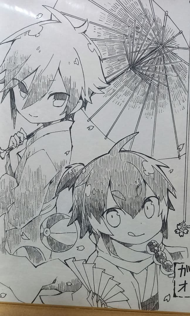 柚木ガオ　直筆サイン色紙　直筆イラスト色紙　当選品　抽選　直筆サイン　サイン色紙