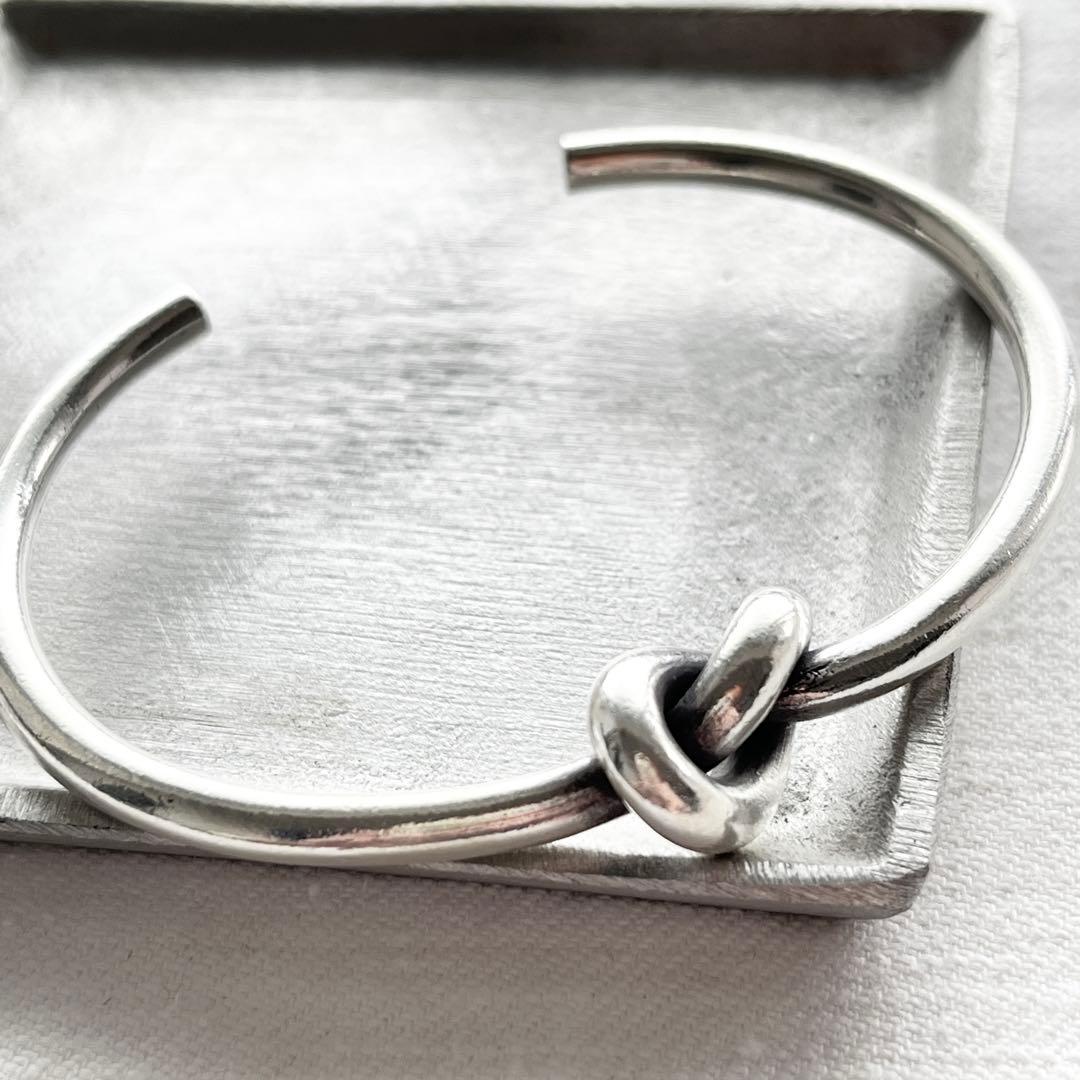 カレンシルバー バングル 結び目 太め カレン族 シルバー ブレスレット 純銀