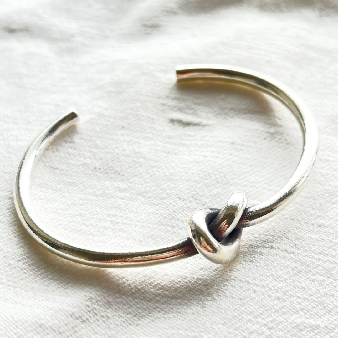 カレンシルバー バングル 結び目 太め カレン族 シルバー ブレスレット 純銀