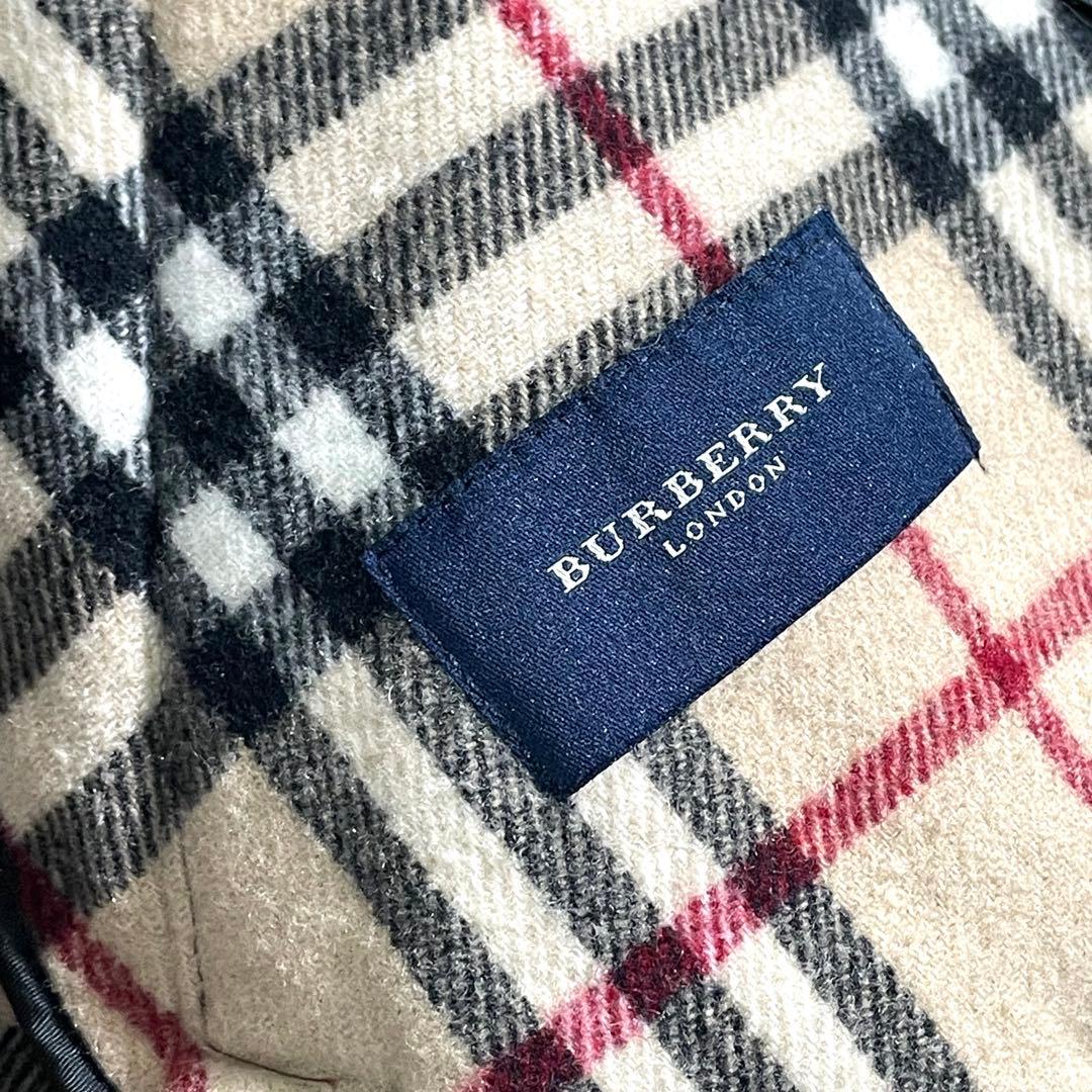 00s　バーバリーロンドン　フード付き　ウールコート　ノバチェック　M〜L相当